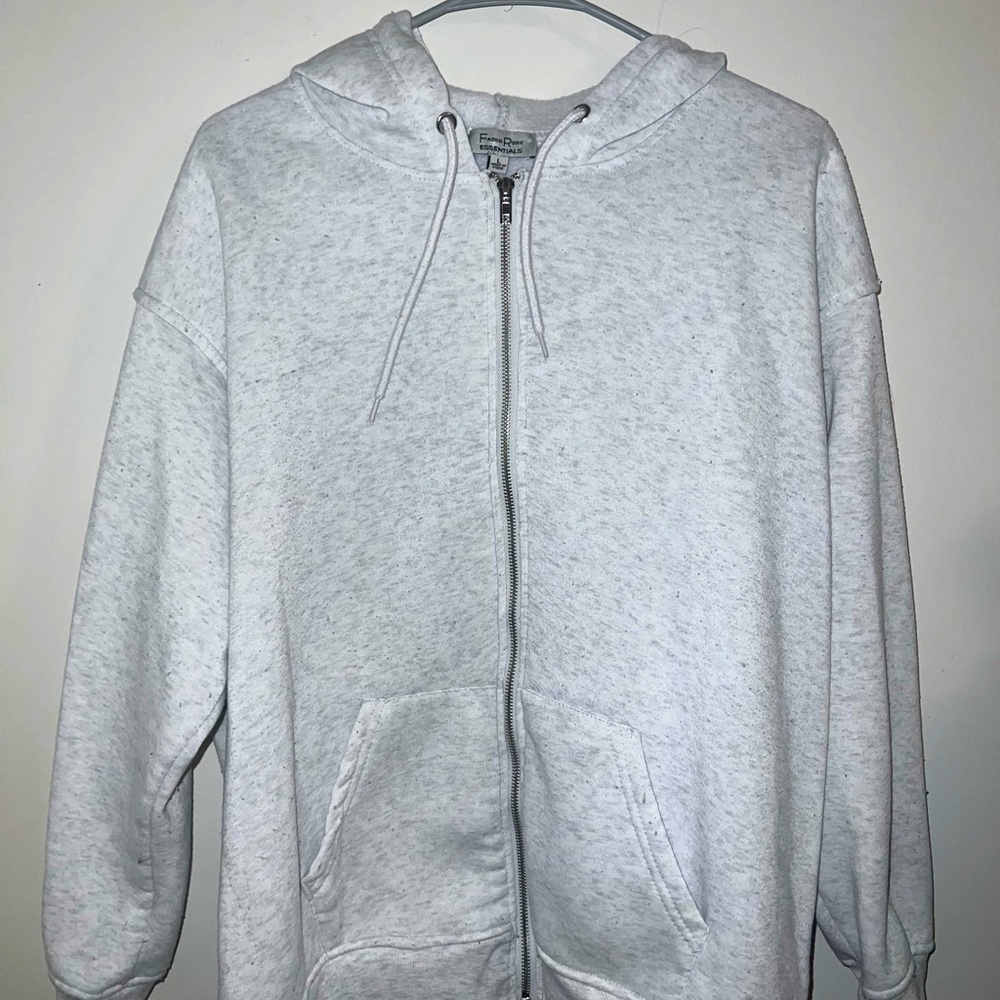 White/ Light gray Zip-Up Hoodie